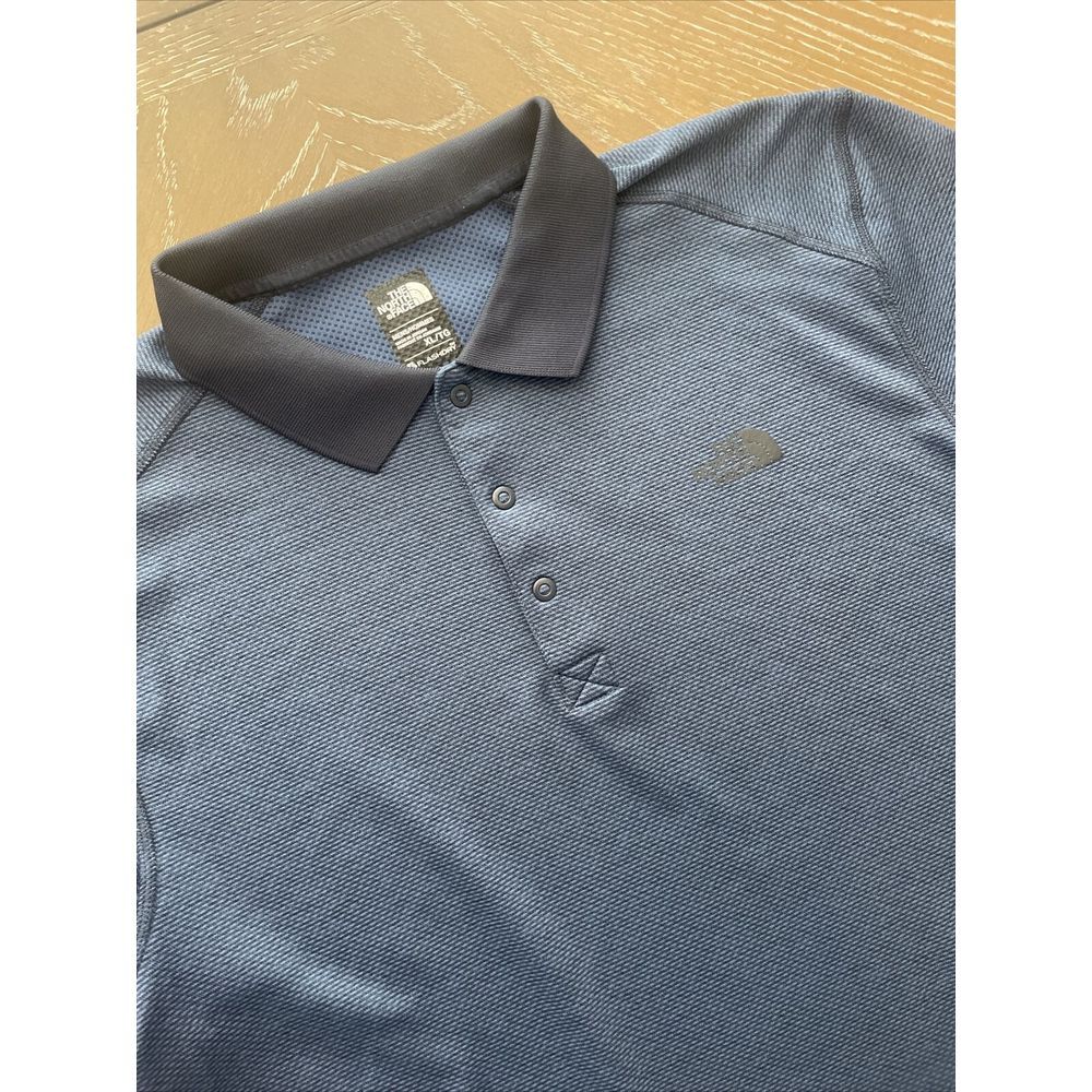 North Face XL Flashdry BLUE Polo Shirt Mens Short Sleeve Casual‎ ~ EXCELLENT
